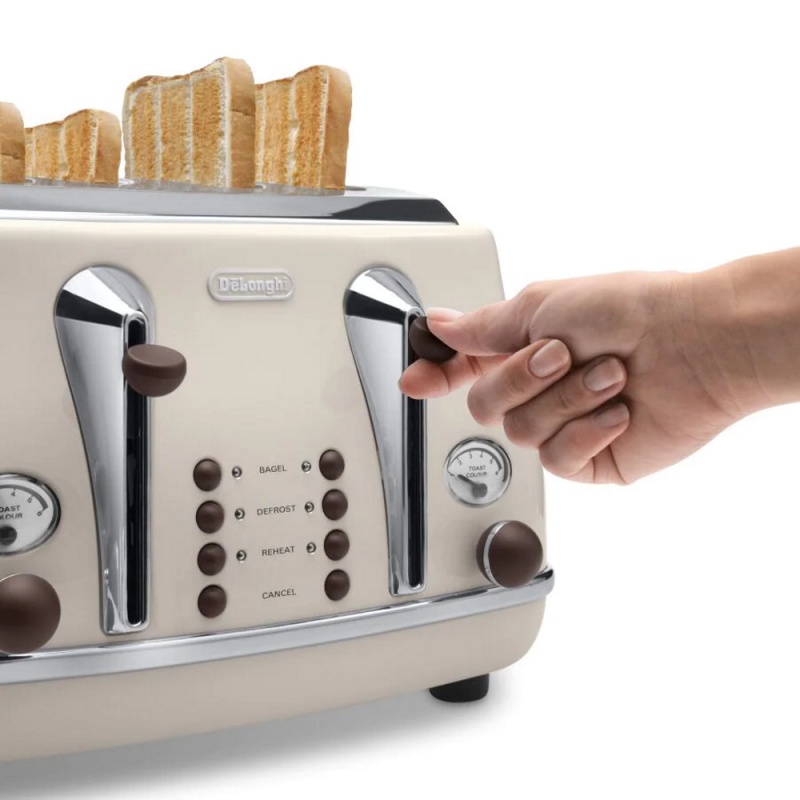 DeLonghi CTOV4003.BG Icona Vintage Cream 4 Slice Toaster
