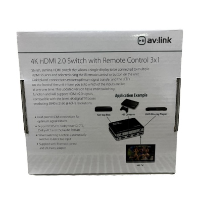 AV Link HDMI 4K Switch with Remote Control 128.841UK