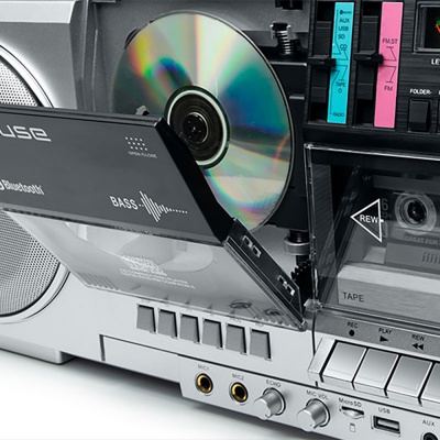 Muse CD Player and Cassette Recorder Silver M-380GBS